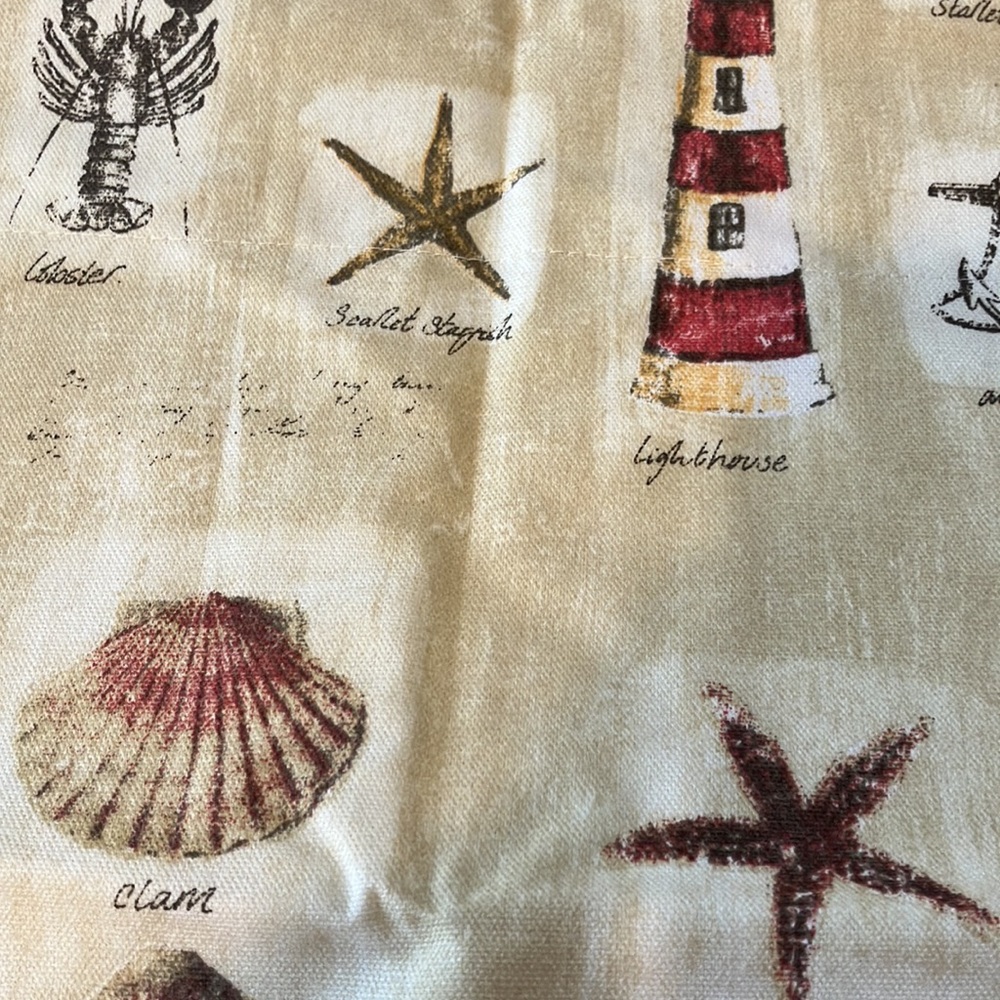 New scalloped valance curtain coastal theme lighthouse shell lobster - Picture 3 of 6